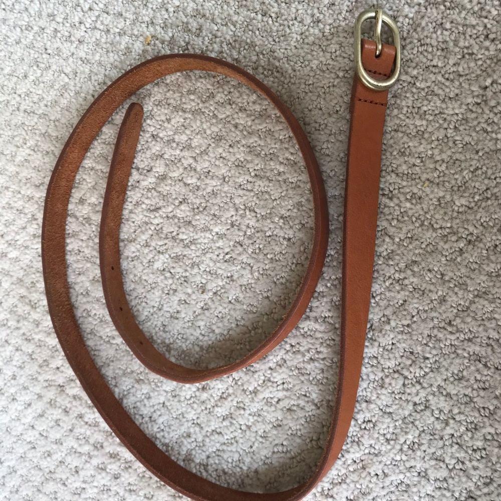 J. Crew tan leather belt with gold buckle size M
